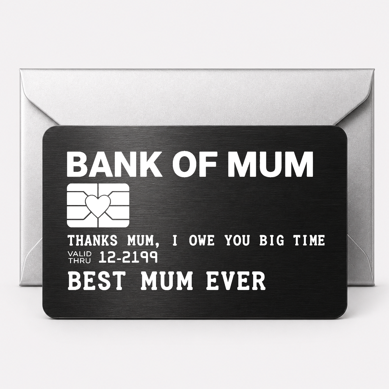 Engraved Black Metal Card Bank Of Mum Design