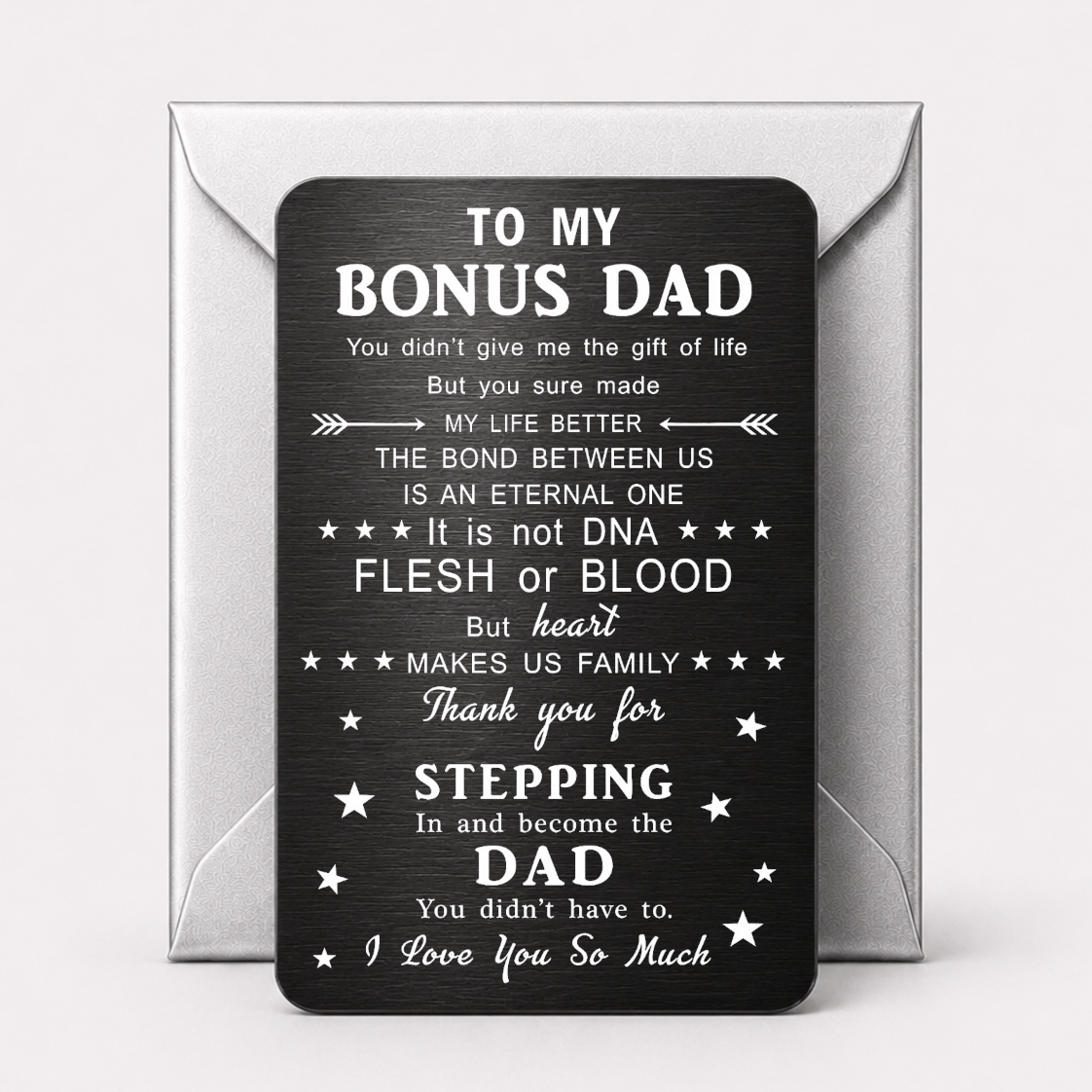 Engraved Black Metal Card Bonus Dad Design