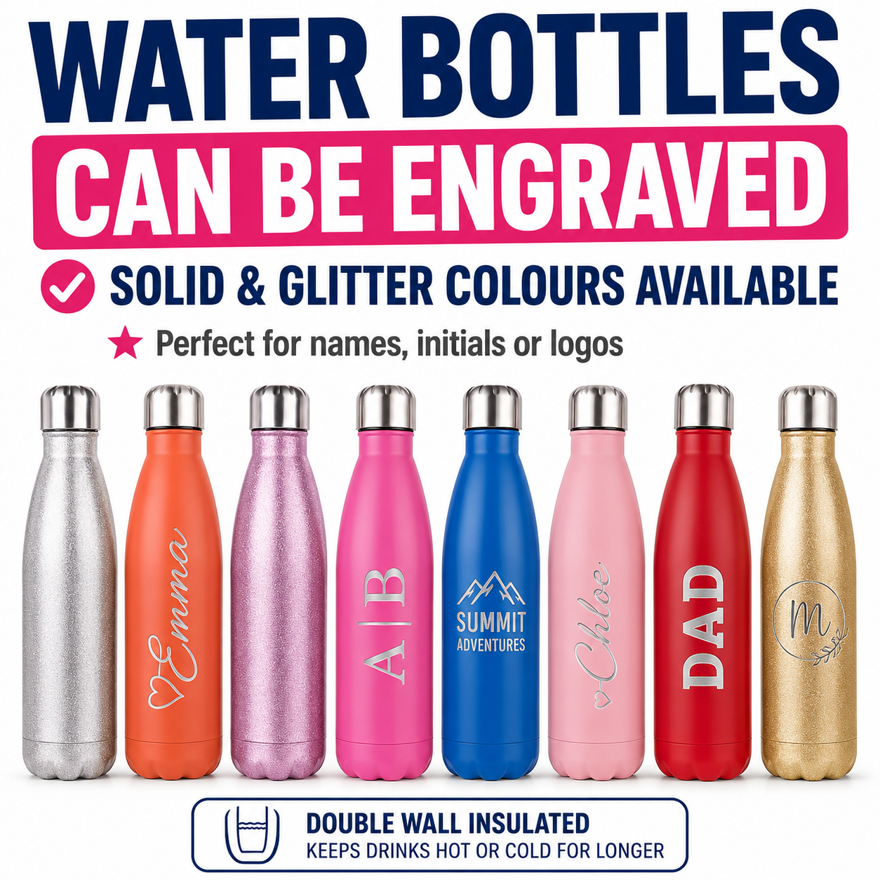 500ml Stainless Steel Engravable Bowling Bottle - Matt Finish