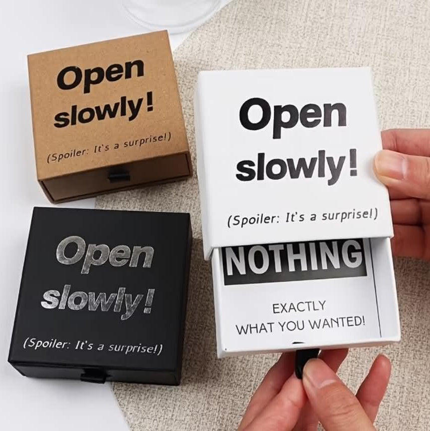 “This Box Contains Nothing” Novelty Gift Box – Funny Joke Present