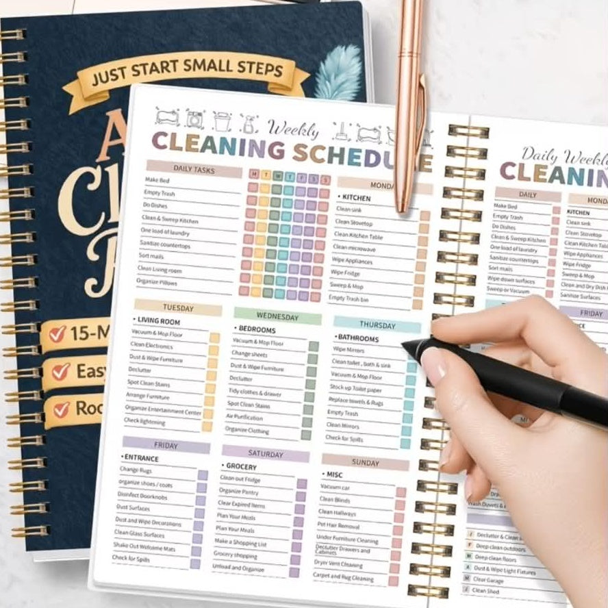 ADHD Cleaning Planner Note Book – 15-Minute Tasks, Easy Routines & Room-by-Room Organisation
