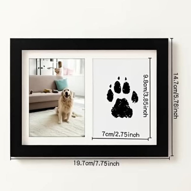 Pet Paw Print Photo Frame with Ink Pad – Personalised Dog or Cat Keepsake