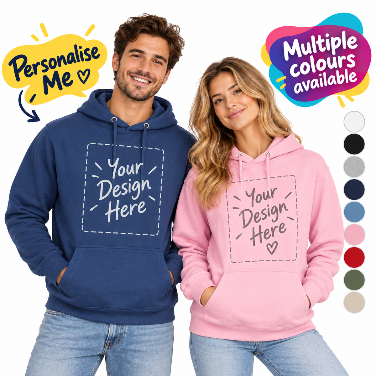 Personalised AWDis JH001 College Hoodie – Custom Printed Pullover Hoodie