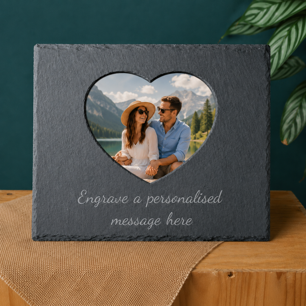 Slate Photo Frame Engraved With Your Photo & Text