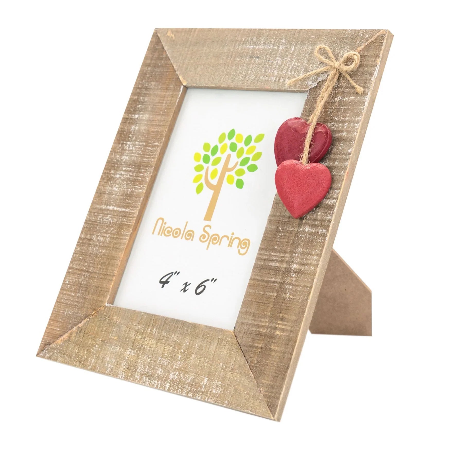4" x 6" White Standing Photo Frame with Hearts - Perham Prints