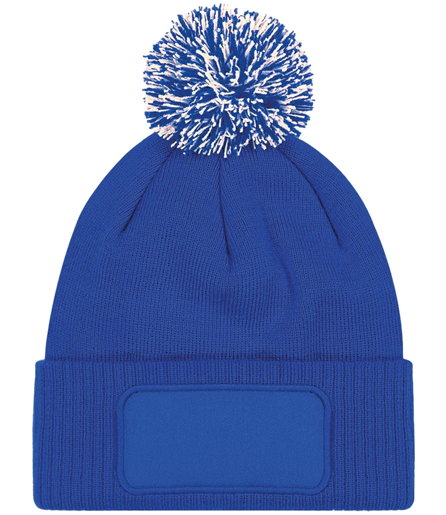 Fully Personalised Beechfield Royal Blue Pom Pom Bobble Hat - Perham Prints