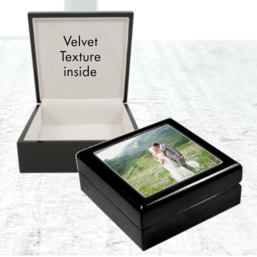 Personalised Picture Photo Jewellery Box with text