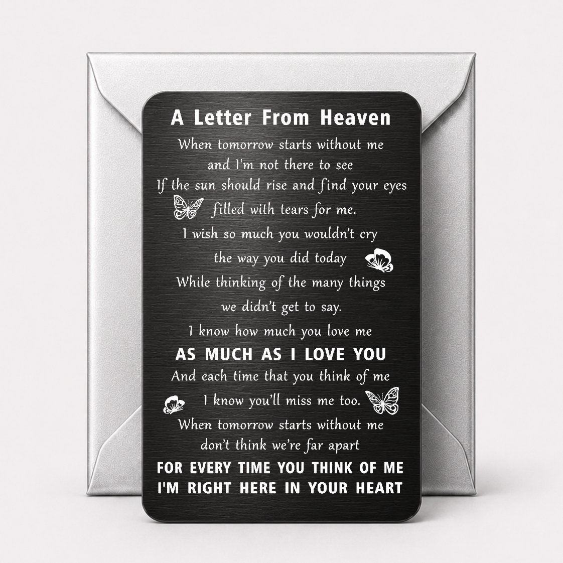 Engraved Black Metal Card A Letter from Heaven Design