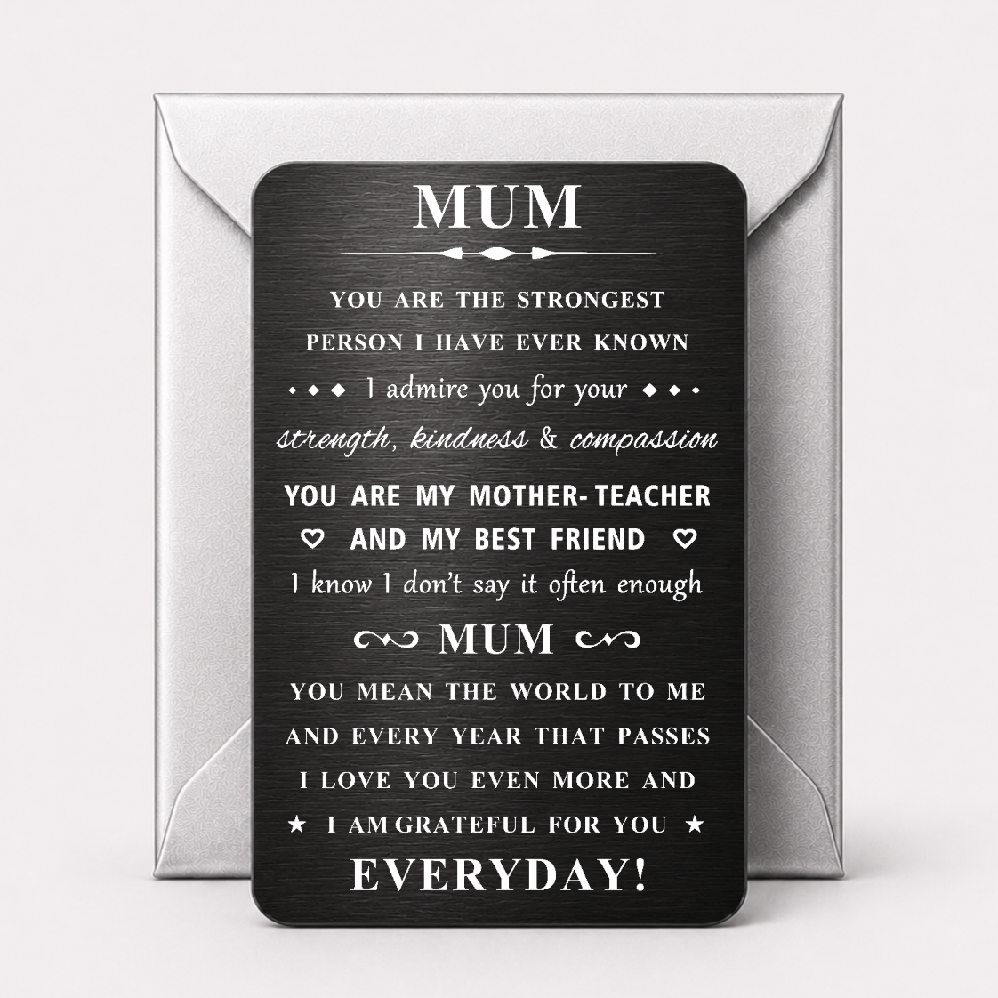 Engraved Black Metal Card Mum Design