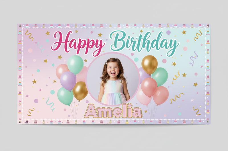 personalised it with a photo of a young girl and put "happy birthday amelia" on it