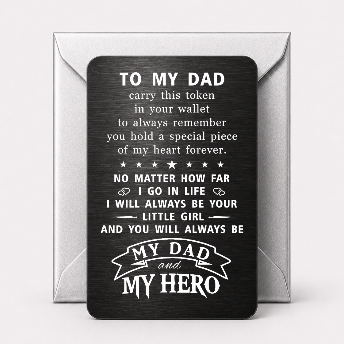 Engraved Black Metal Card To My Dad Design