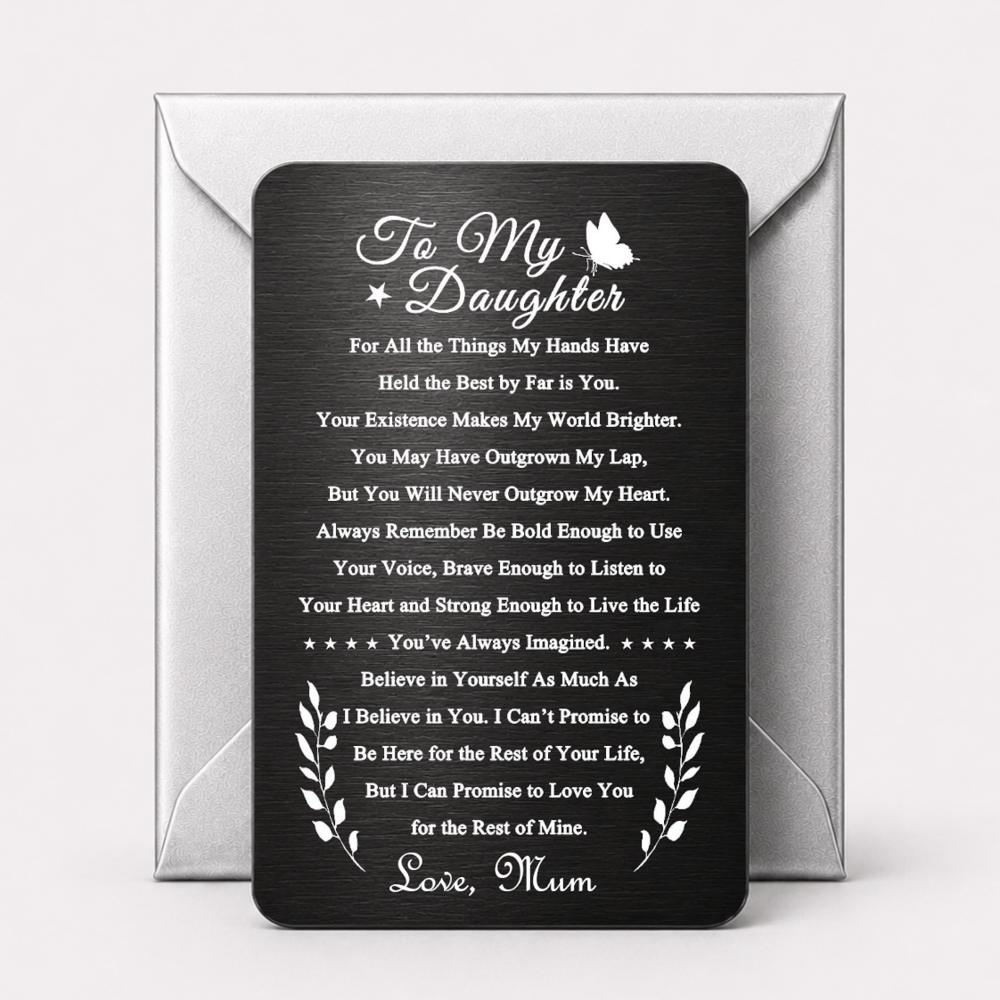 Engraved Black Metal Card To My Daughter Design