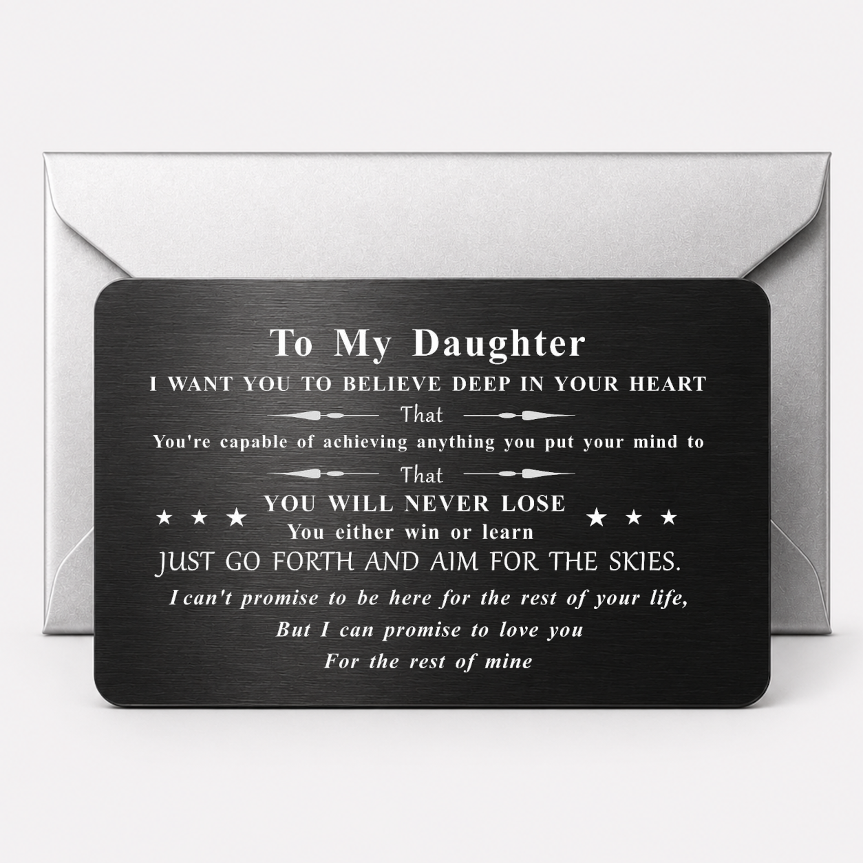 Engraved Black Metal Card To My Daughter Design