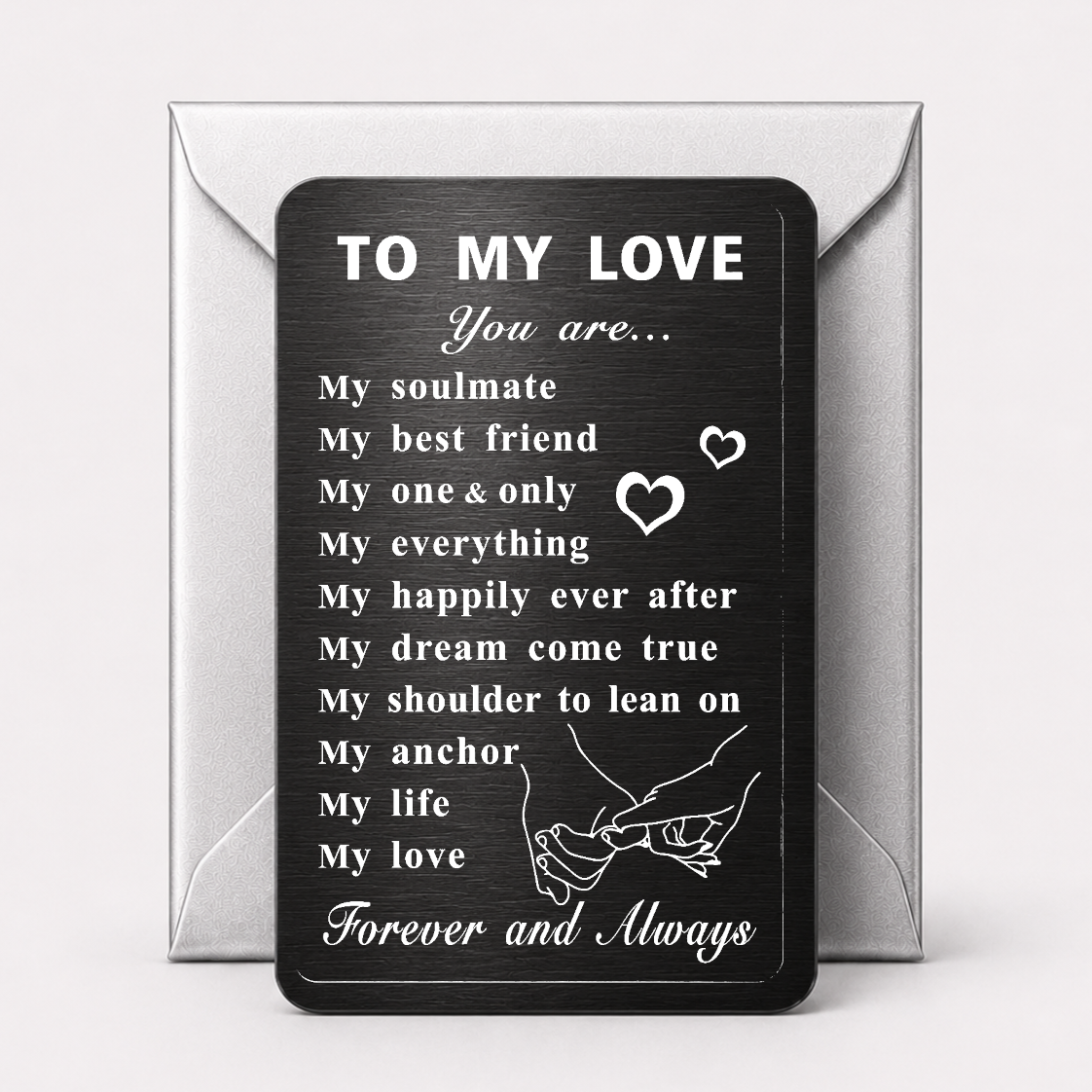 Engraved Black Metal Card To My Love Design
