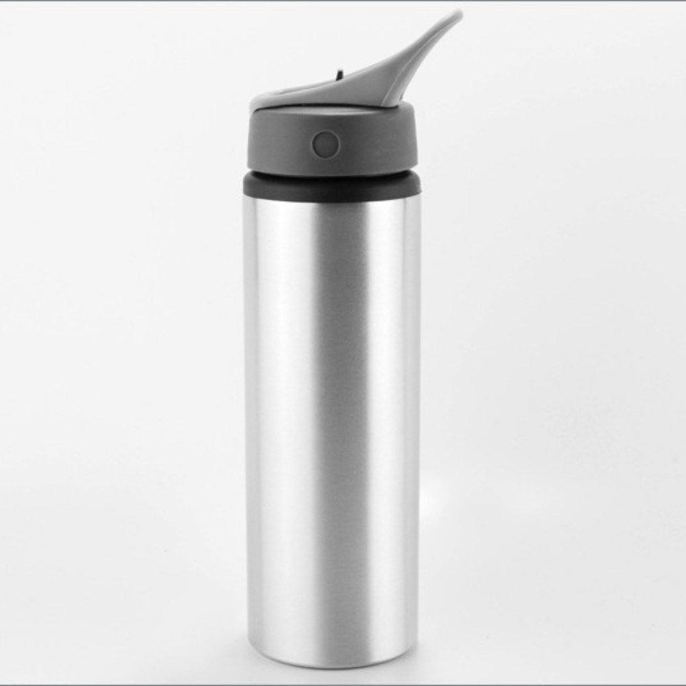 Personalised Aluminium Brushed Steel Sports Water Bottle with Straw