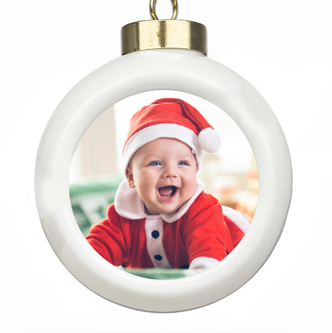 Personalised Photo Glass Glitter Bauble Christmas Decoration