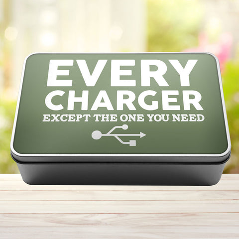 Buy sage-green Charger Storage Rectangle Tin Every Charger But The One You Need