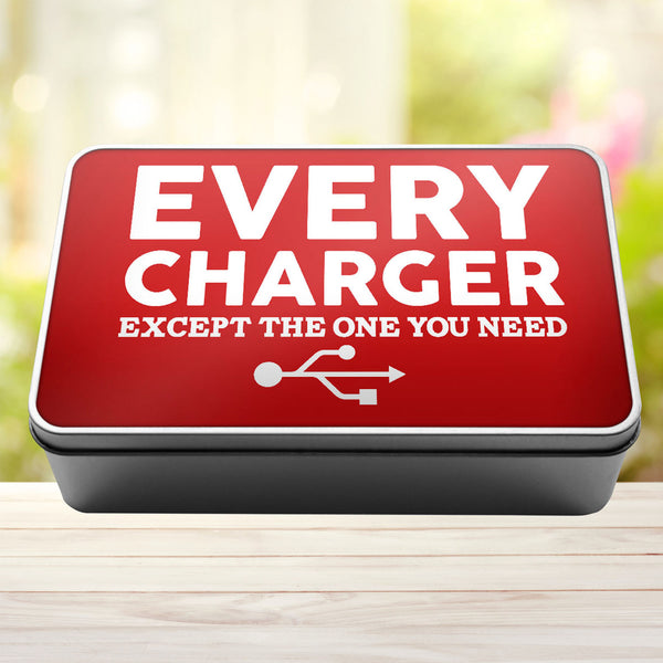 Charger Storage Rectangle Tin Every Charger But The One You Need - 1