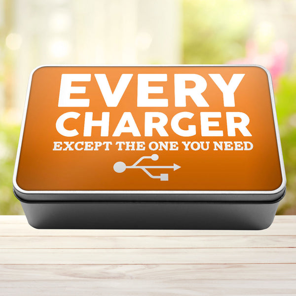 Charger Storage Rectangle Tin Every Charger But The One You Need - 8