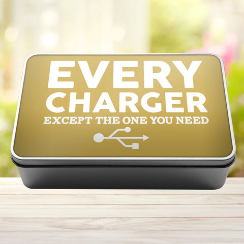 Buy gold Charger Storage Rectangle Tin Every Charger But The One You Need