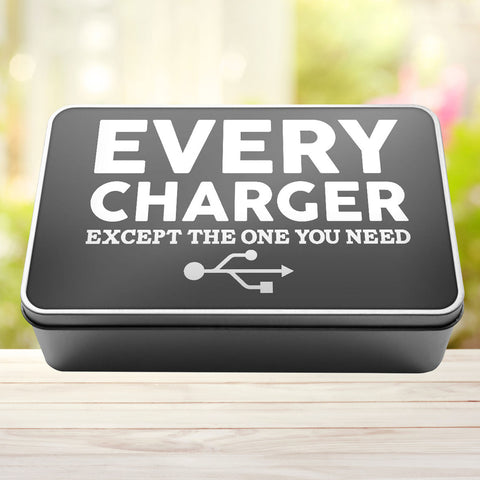 Buy grey Charger Storage Rectangle Tin Every Charger But The One You Need