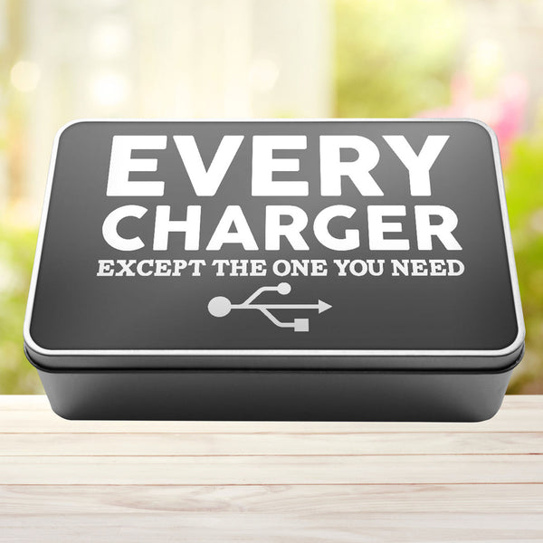 Charger Storage Rectangle Tin Every Charger But The One You Need - 7
