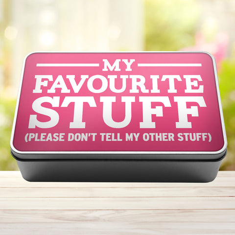 Buy pink My Favourite Stuff Please Don&#39;t Tell My Other Stuff Storage Rectangle Tin