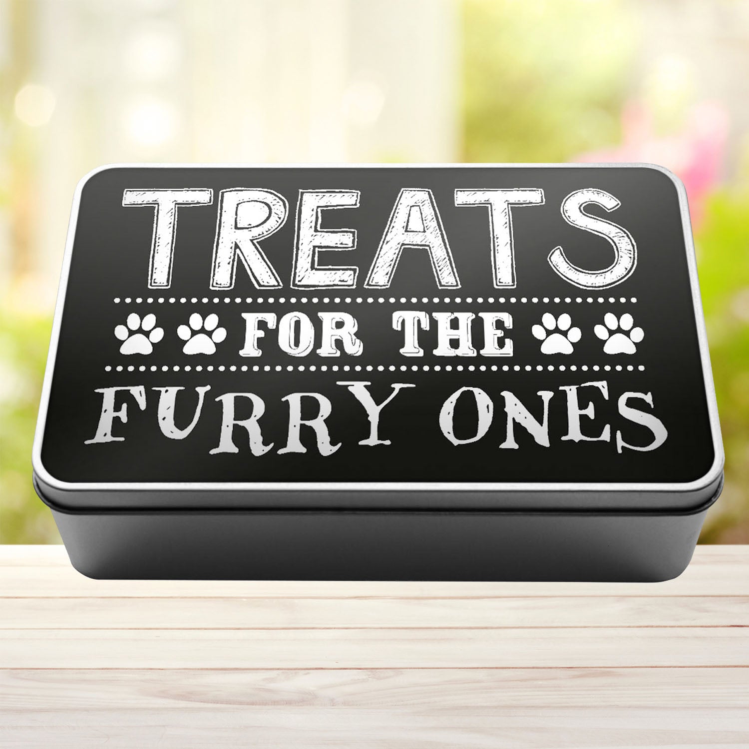 Treats For The Furry Ones Dog Biscuit Dog Treats Storage Rectangle Tin