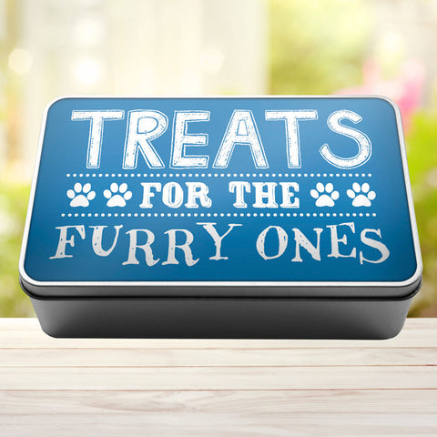 Buy sky-blue Treats For The Furry Ones Dog Biscuit Dog Treats Storage Rectangle Tin