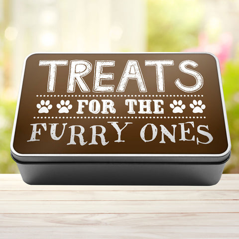 Treats For The Furry Ones Dog Biscuit Dog Treats Storage Rectangle Tin
