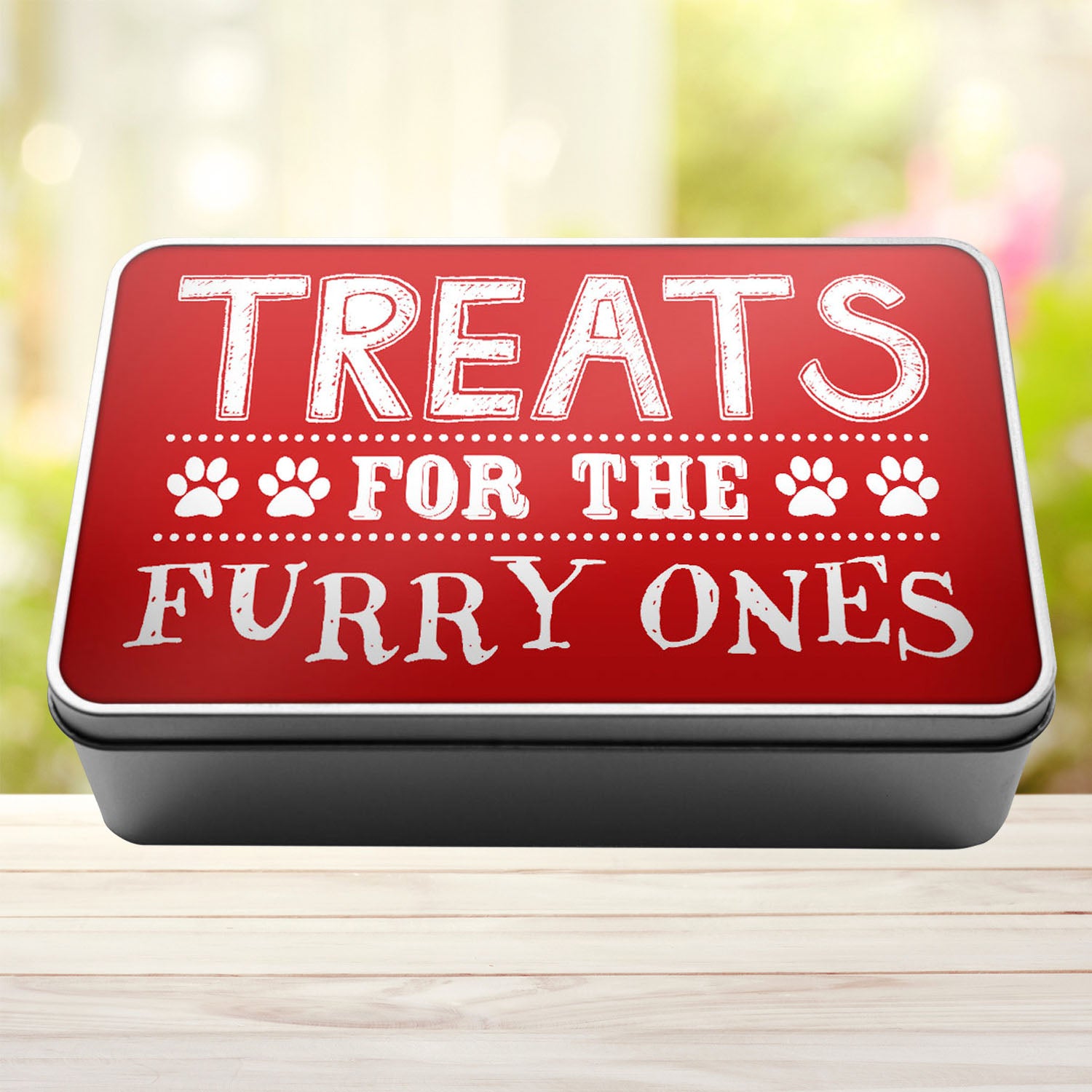 Treats For The Furry Ones Dog Biscuit Dog Treats Storage Rectangle Tin