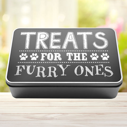 Buy grey Treats For The Furry Ones Dog Biscuit Dog Treats Storage Rectangle Tin