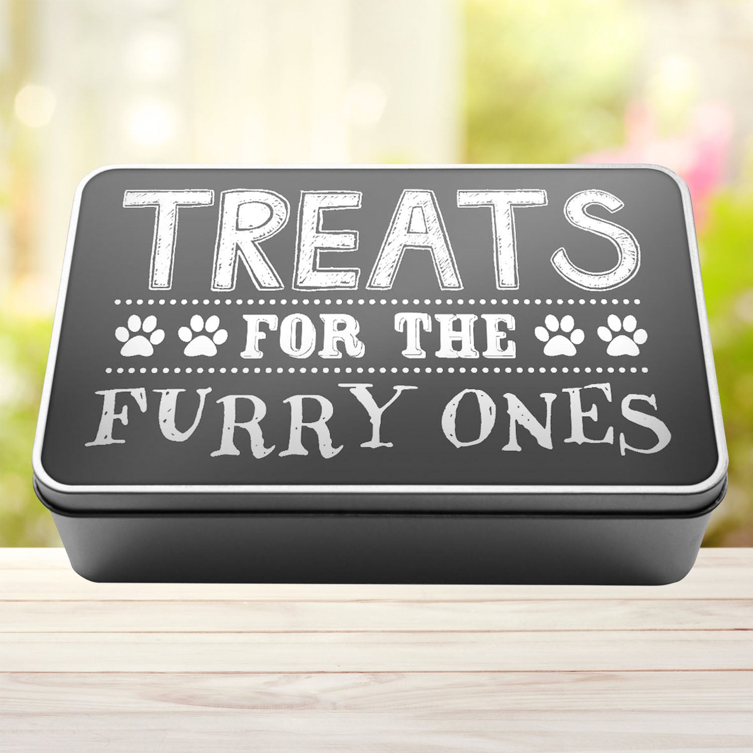 Treats For The Furry Ones Dog Biscuit Dog Treats Storage Rectangle Tin