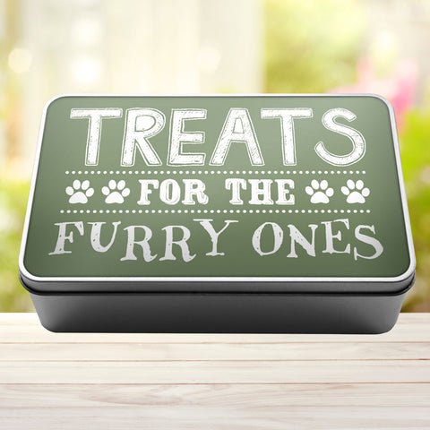 Buy sage-green Treats For The Furry Ones Dog Biscuit Dog Treats Storage Rectangle Tin