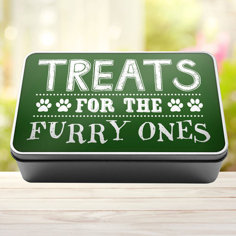 Buy green Treats For The Furry Ones Dog Biscuit Dog Treats Storage Rectangle Tin