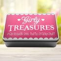 Girly Treasures May Include Pink, Fluffy, Sparkly Stuff Storage Rectangle Tin - 1
