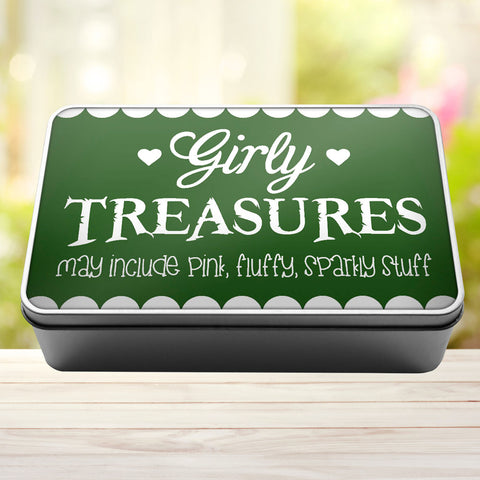 Buy green Girly Treasures May Include Pink, Fluffy, Sparkly Stuff Storage Rectangle Tin