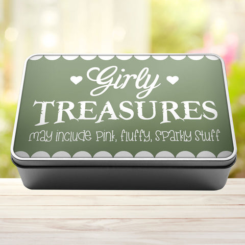 Buy sage-green Girly Treasures May Include Pink, Fluffy, Sparkly Stuff Storage Rectangle Tin