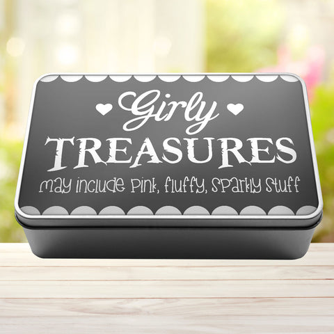 Buy grey Girly Treasures May Include Pink, Fluffy, Sparkly Stuff Storage Rectangle Tin
