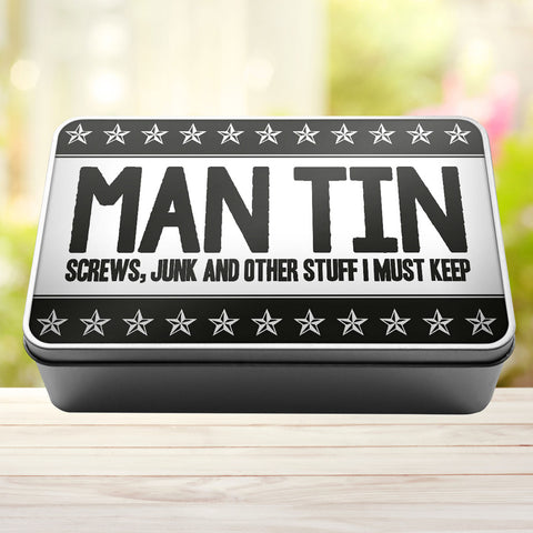 Man Tin Screws, Junk and Other Stuff I Must Keep Storage Rectangle Tin - 0