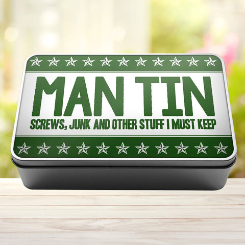 Buy green Man Tin Screws, Junk and Other Stuff I Must Keep Storage Rectangle Tin