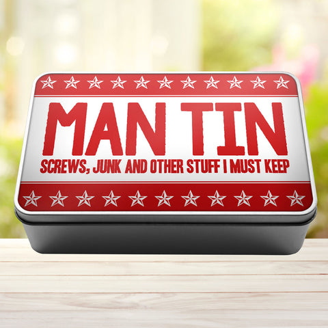 Buy red Man Tin Screws, Junk and Other Stuff I Must Keep Storage Rectangle Tin