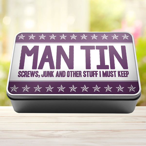 Man Tin Screws, Junk and Other Stuff I Must Keep Storage Rectangle Tin - 11