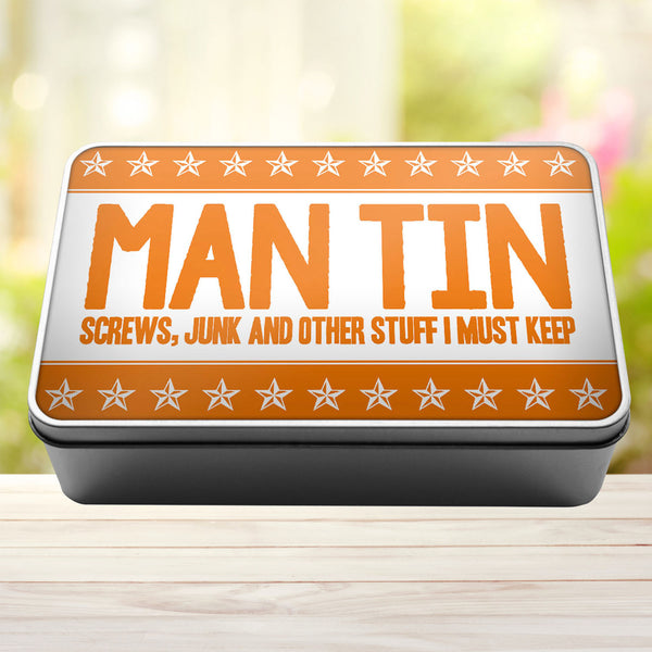 Man Tin Screws, Junk and Other Stuff I Must Keep Storage Rectangle Tin - 8