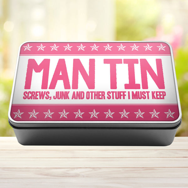 Man Tin Screws, Junk and Other Stuff I Must Keep Storage Rectangle Tin - 10