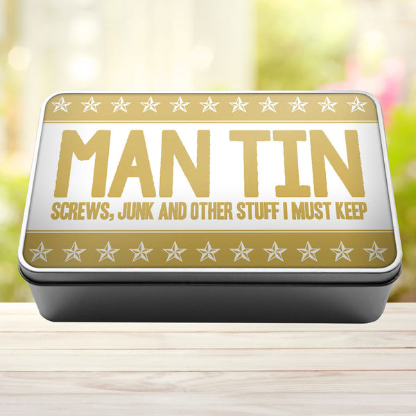 Man Tin Screws, Junk and Other Stuff I Must Keep Storage Rectangle Tin - 5