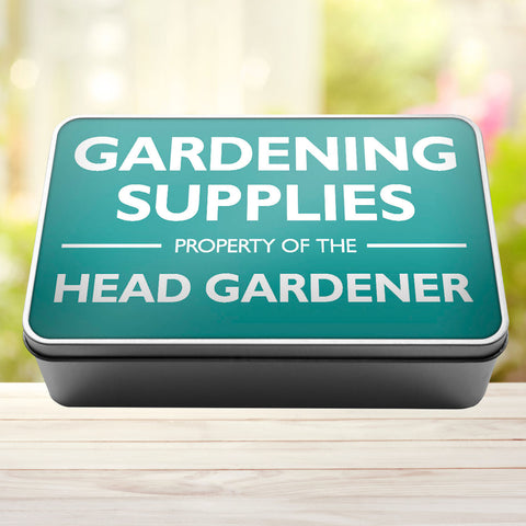Buy turquoise Gardening Supplies Property Of The Head Gardener Storage Rectangle Tin