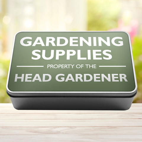 Buy sage-green Gardening Supplies Property Of The Head Gardener Storage Rectangle Tin