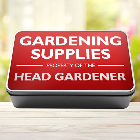Buy red Gardening Supplies Property Of The Head Gardener Storage Rectangle Tin