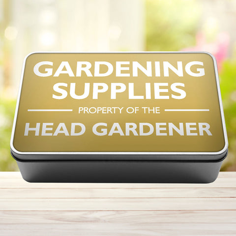 Buy gold Gardening Supplies Property Of The Head Gardener Storage Rectangle Tin